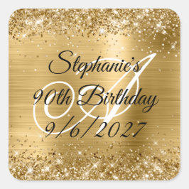 フェイク金ゴールドグリッターとフォイル90誕生日 スクエアシール