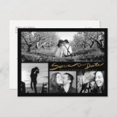 フェイク金ゴールドグリッターの手救書き日付はがき 案内ポストカード (正面/裏面)