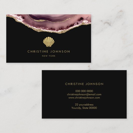 フェイク金ゴールドグリッターシーシェルロゴデザイン 名刺 (正面/裏面)
