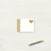 フェイク金ゴールドグリッタージグザグおよびハート(印刷済みフラット) ポストイット (デスク上)