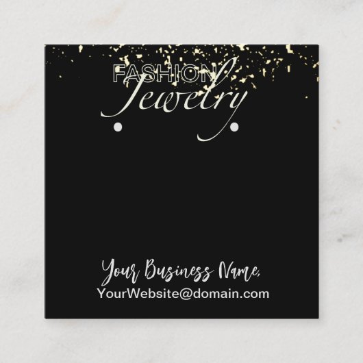 フェイク金ゴールドグリッタージュエリー表示カード スクエア名刺 (正面)