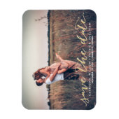 フェイク金ゴールドグリッタースクリプトセーブザデートマグネット マグネット (縦)