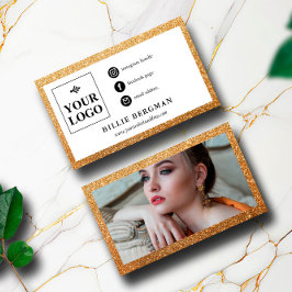 フェイク金ゴールドグリッターソーシャルメディアロゴ&写真 名刺
