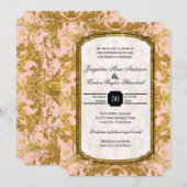 フェイク金ゴールドグリッターチケットスタイルヴィンテージタイポグラフィ 招待状 (正面/裏面)