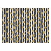 フェイク金ゴールドグリッタードット白黒ストライプ テーブルクロス (正面(横))