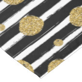 フェイク金ゴールドグリッタードット白黒ストライプ テーブルクロス (アングル)
