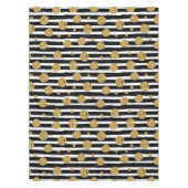 フェイク金ゴールドグリッタードット白黒ストライプ テーブルクロス (正面)