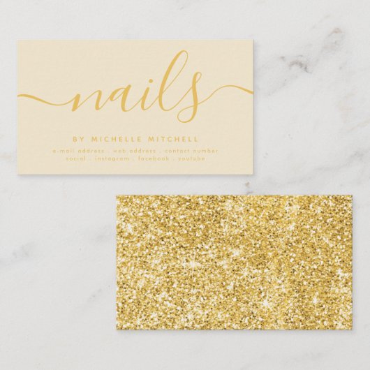 フェイク金ゴールドグリッターネイリスト 名刺 (正面/裏面)