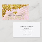 フェイク金ゴールドグリッタービーオンピンクデザイン 名刺 (正面/裏面)