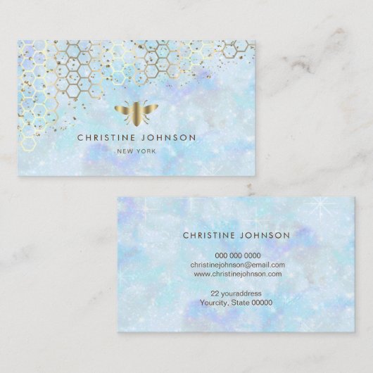 フェイク金ゴールドグリッタービー 名刺 (正面/裏面)