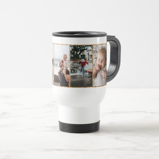 フェイク金ゴールドグリッターフレーム5写真 トラベルマグ (正面右)