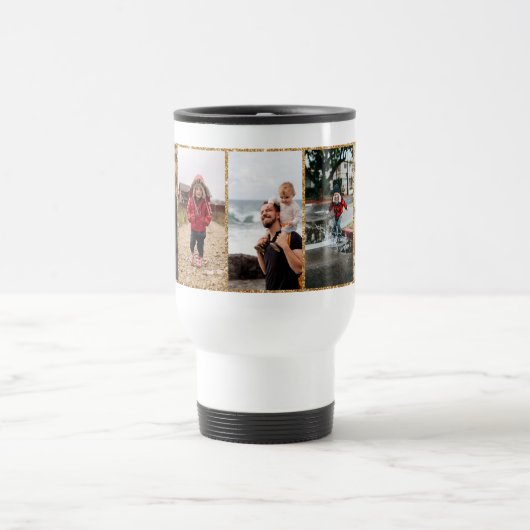 フェイク金ゴールドグリッターフレーム5写真 トラベルマグ (中央)