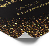 フェイク金ゴールドグリッターブライダルシャワーウェルカムサインブラック ポスター (角)