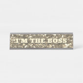 フェイク金ゴールドグリッターボス金属 デスクネームプレート (正面)