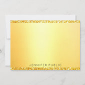 フェイク金ゴールドグリッターモダンモノグラムテンプレートエレガント ノートカード (正面)