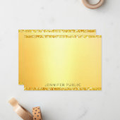 フェイク金ゴールドグリッターモダンモノグラムテンプレートエレガント ノートカード (正面/裏面インサイチュ)