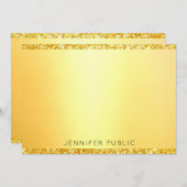 フェイク金ゴールドグリッターモダンモノグラムテンプレートエレガント ノートカード (正面/裏面)