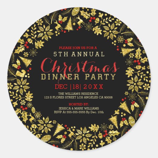 フェイク金ゴールドグリッターリース ラウンドシール (正面)