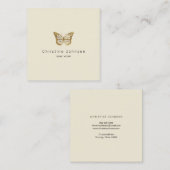 フェイク金ゴールドグリッターロゴバタフライ スクエア名刺 (正面/裏面)