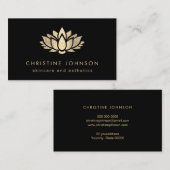 フェイク金ゴールドグリッターロータスオンブラックスキンケア 名刺 (正面/裏面)