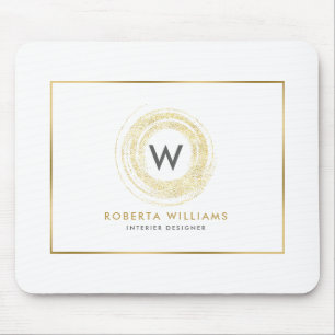 フェイク金ゴールドグリッター円のロゴ マウスパッド