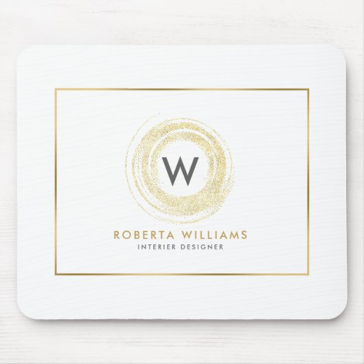 フェイク金ゴールドグリッター円のロゴ マウスパッド (正面)