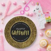 フェイク金ゴールドグリッター卒業 ペーパープレート (パーティー)