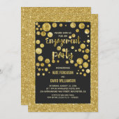フェイク金ゴールドグリッター及び紙吹雪婚約パーティ 招待状 (正面/裏面)