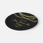 フェイク金ゴールドグリッター大晦日パーティー ペーパープレート (アングル)