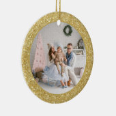 フェイク金ゴールドグリッター家族の写真クリスマス セラミックオーナメント (右)