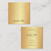 フェイク金ゴールドグリッター手書文字書道トップ スクエア名刺 (正面/裏面)