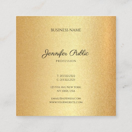 フェイク金ゴールドグリッター手書文字書道トップ スクエア名刺 (裏面)