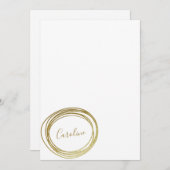 フェイク金ゴールドグリッター抽象芸術円スクリプト名 ノートカード (正面/裏面)