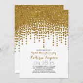 フェイク金ゴールドグリッター箔紙吹雪ブライダルシャワー 招待状 (正面/裏面)