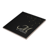 フェイク金ゴールドグリッター紙吹雪名と金ゴールドモノグラム タイル (側面)