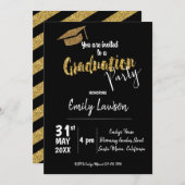 フェイク金ゴールドグリッター2025年度卒業パーティーのクラス 招待状 (正面/裏面)