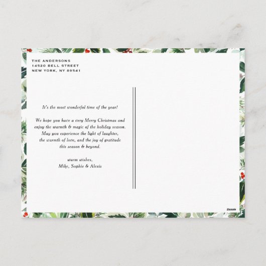 フェイク金ゴールドグリッター3枚フォトコラージュモダン シーズンポストカード (裏面)