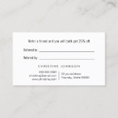 フェイク金ゴールドグリッターbee on black referral card 名刺 (裏面)