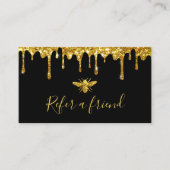 フェイク金ゴールドグリッターbee on black referral card 名刺 (正面)