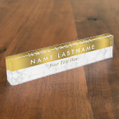 フェイク金ゴールドグレイ大理石エレガントモダン スタイリッシュお洒落 デスクネームプレート (側面)