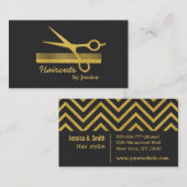 フェイク金ゴールドシモダンックはさみコーム美容師 名刺 (正面/裏面)