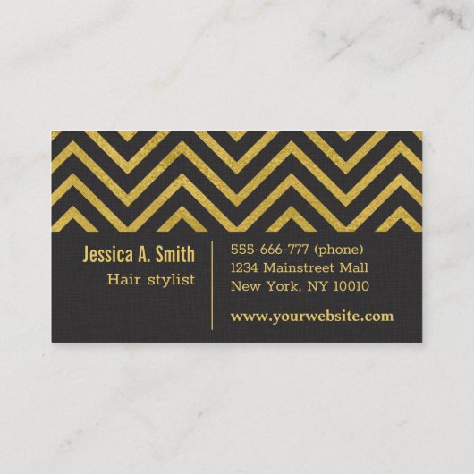 フェイク金ゴールドシモダンックはさみコーム美容師 名刺 (裏面)