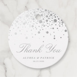 フェイク金ゴールドシルバー紙吹雪ドット結婚ズ・サンキュー フェイバータグ