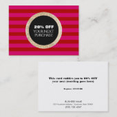 フェイク金ゴールドシークインストライプのファッション&美しいクーポン 割引カード (正面/裏面)