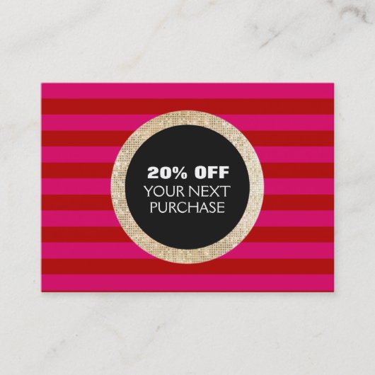 フェイク金ゴールドシークインストライプのファッション&美しいクーポン 割引カード (正面)