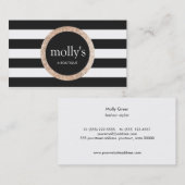 フェイク金ゴールドシークイン白黒パタストライプのーン 名刺 (正面/裏面)
