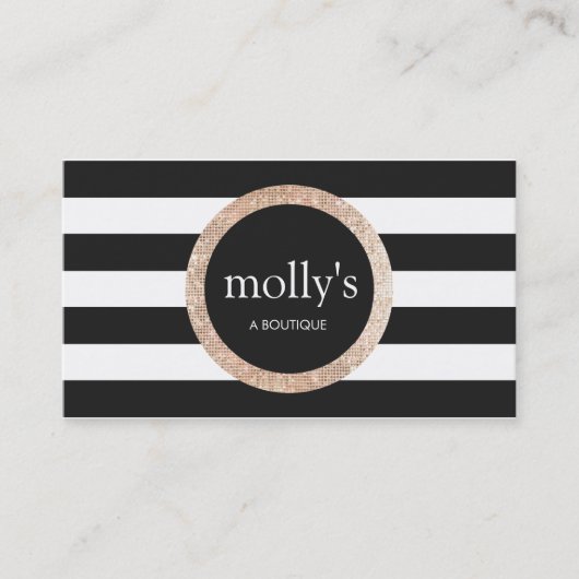 フェイク金ゴールドシークイン白黒パタストライプのーン 名刺 (正面)