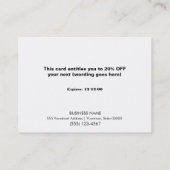 フェイク金ゴールドシークイン顧客割引クーポン 割引カード (裏面)