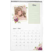 フェイク金ゴールドジオフレームフローラの写真とメモ カレンダー (3月 2026)