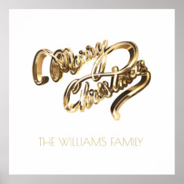 フェイク金ゴールドスエレガントクリスマ ポスター